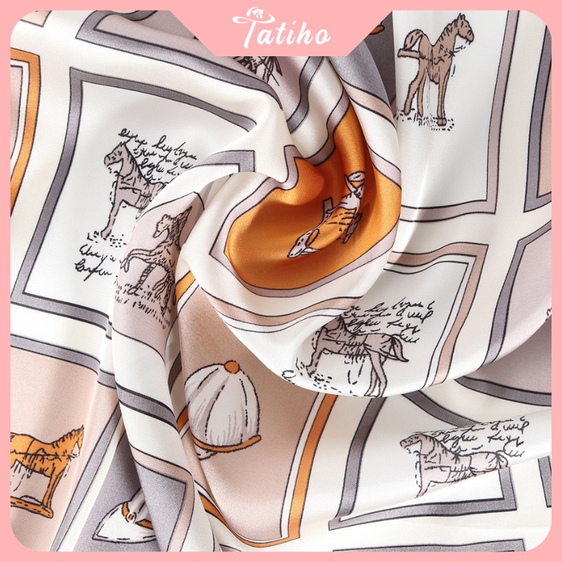 khăn choàng cổ lụa nhiều màu hình dạng thú đa dạng hoạ tiết dễ thương phông cách sang trọng - size 90x90 - Mã KL130