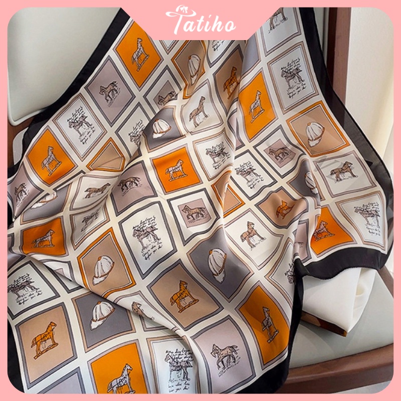 khăn choàng cổ lụa nhiều màu hình dạng thú đa dạng hoạ tiết dễ thương phông cách sang trọng - size 90x90 - Mã KL130