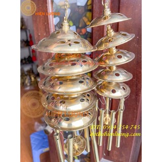 Chuông Gió Phong Thủy 5 Tầng 6 Ống Bằng Đồng 2 Cỡ-Chuông gió Treo Cửa CG5TT46
