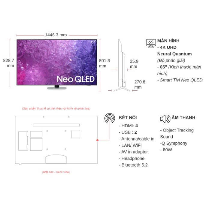 Smart Tivi Neo QLED Samsung 4K 65 inch QA65QN90CAKXXV | BigBuy360 - bigbuy360.vn