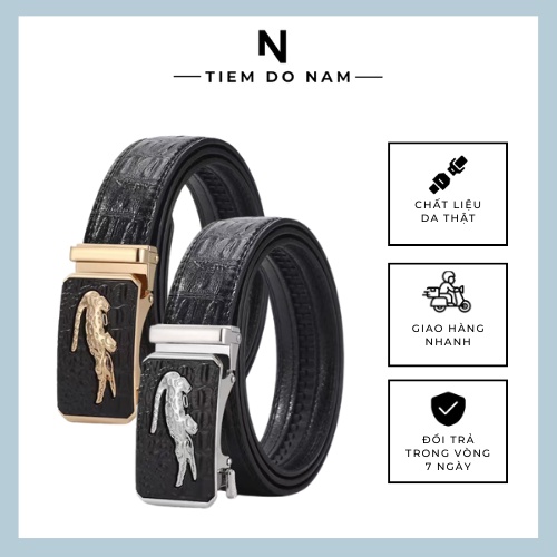 Thắt lưng nam da cá sấu cao cấp màu đen - Dây nịt nam da cá sấu