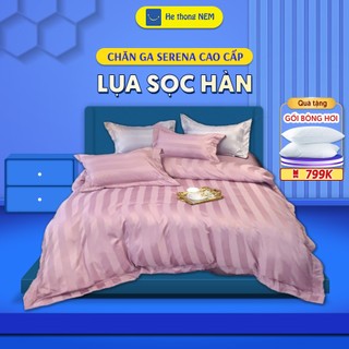 Bộ chăn ga gối 5 món lụa hàn serena drap trải giường set chăn ga gối - hệ thống nệm