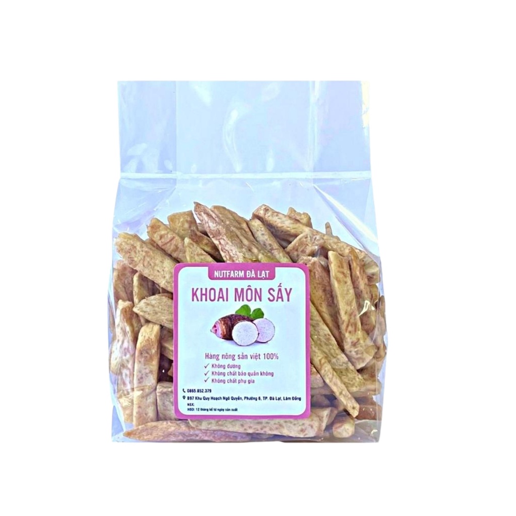 Khoai môn sấy giòn loại 1 không chiên dầu 500gr NutiFarm rau củ sấy đặc sản đà lạt