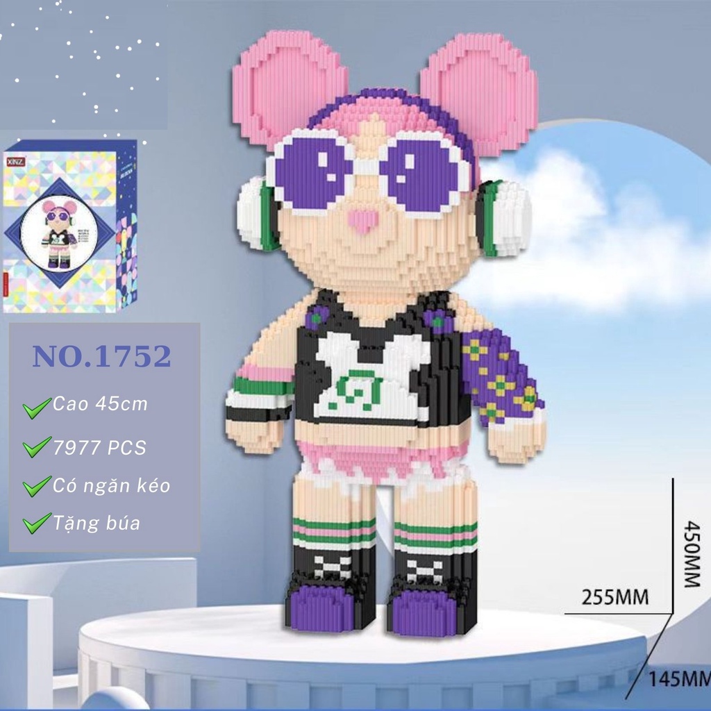 Bearbrick Dj Cao 45cm Có Ngăn Kéo Đồ Chơi Mô Hình Lắp Ráp Gấu Đeo Tai Nghe & Mô Hình Cương Thi XINZ Đủ Màu