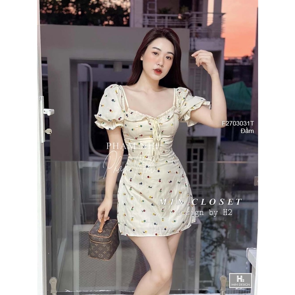 Đầm hoa nhí dáng ngắn 2 dây tay rớt vai cực xinh!