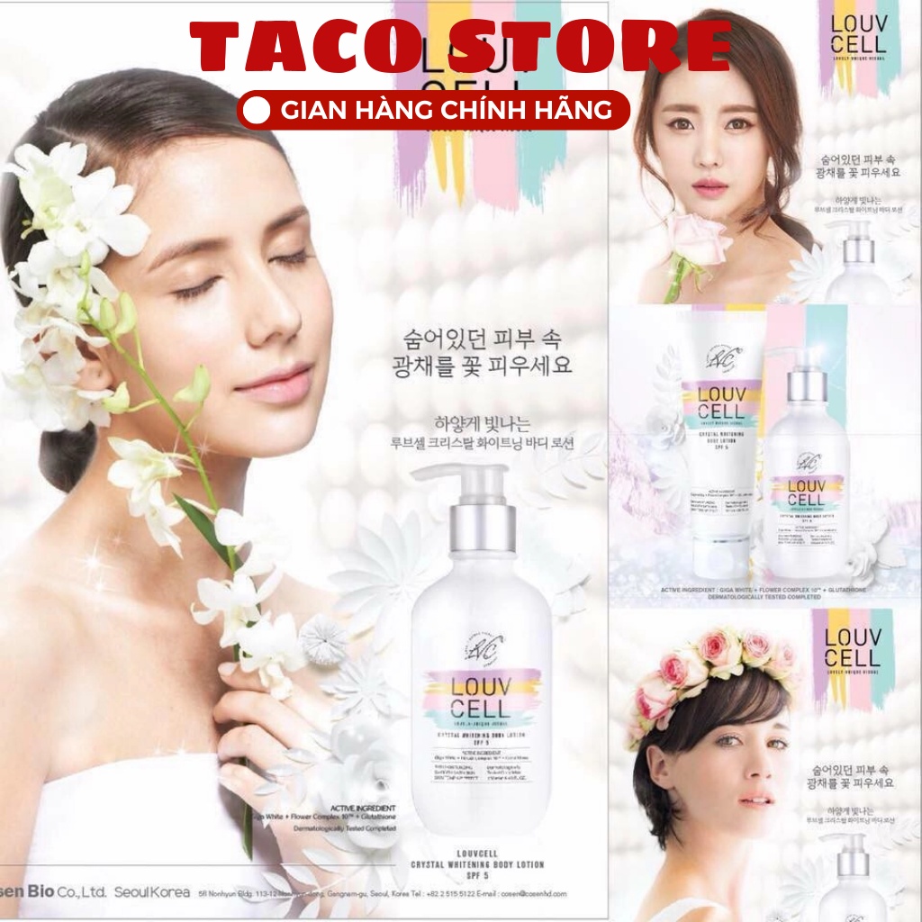 Kem Dưỡng Ẩm Trắng Da Body Louv Cell Crystal Whitening Body Lotion 120ml và 250ml
