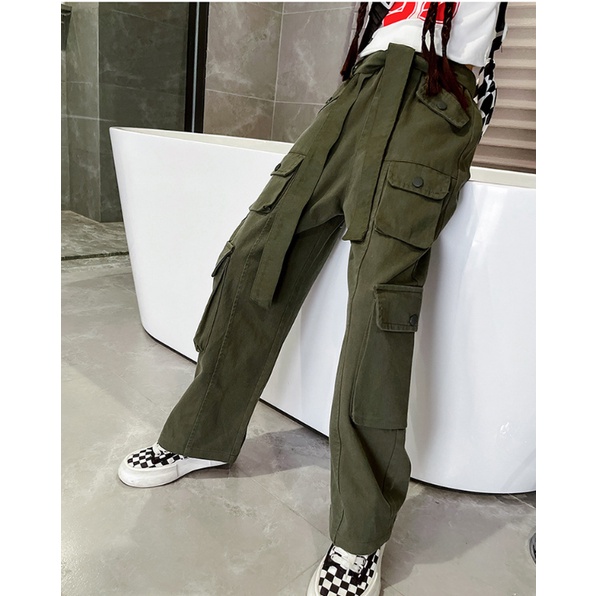 Quần cargo pants nam nữ ống rộng, quần kaki túi hộp cạp thấp hot trend Zinti QD40