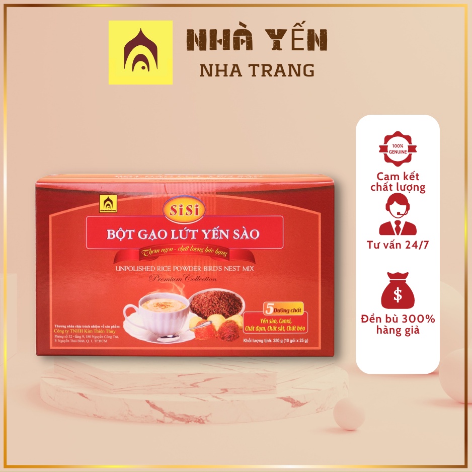 Bột gạo lứt yến sào SiSi nhà yến Nha Trang hộp 10 gói tăng cường sức khỏe, cải thiện hệ tiêu hóa