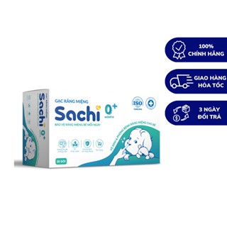 Gạc rơ lưỡi Sachi dịch chiết lá hẹ - Vệ sinh răng miệng cho bé - Hộp 10 gói