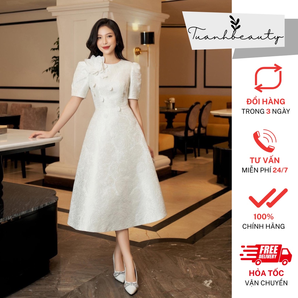Váy gấm dệt nổi hàng thiết kế cao cấp [Loại 1]