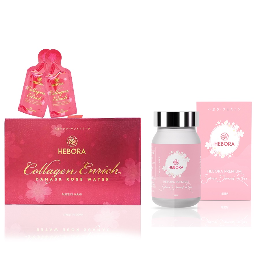 Combo Hebora Collagen Enrich và viên uống tỏa hương Hebora Premium Sakura chính hãng
