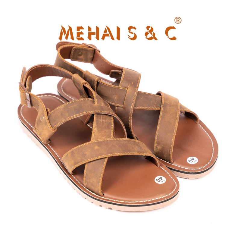 MH01 - Dép Sandal Nam Dây Kẹp Basic Chất Liệu Da Cao Cấp Đế Cao Su
