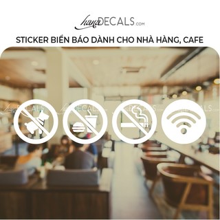 Sticker Decal Dán Biển Báo Wifi, No Smoking Dành Cho Nhà Hàng, Cafe. Tặng kèm thẻ dán - Hana Decals