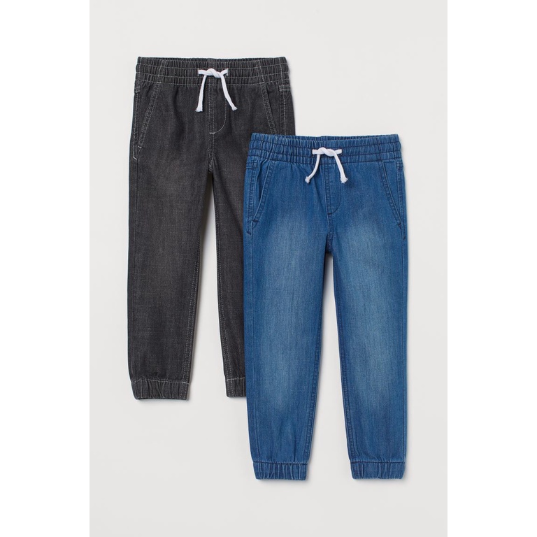 Set 2 quần jogger jean denim xanh đen 0978265001 HM H&M_US authentic