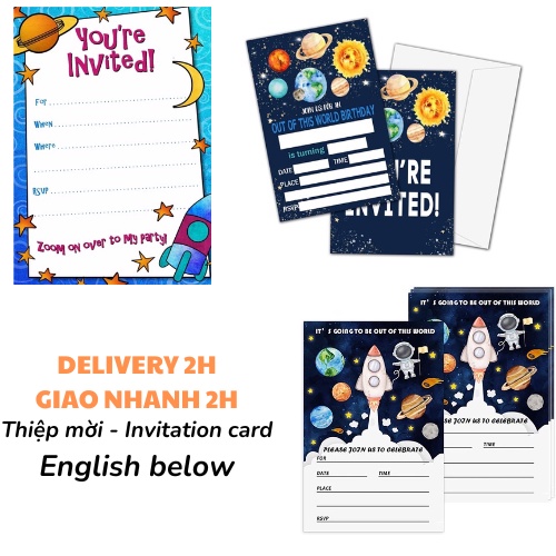 Thiệp Mời Sinh Nhật Chủ Đề Phi Hành Gia Astronaut Invitation Card PHG50