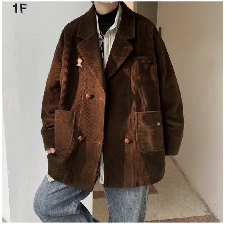 Áo Khoác Vest Nhung Có Logo Ông Già Trước Ngực