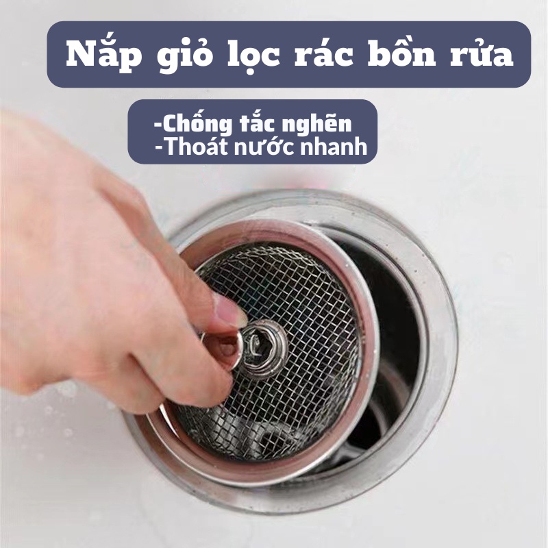 Dụng cụ lọc rác tránh tắc nghẽn bồn rửa bát bằng inox (LRI03)