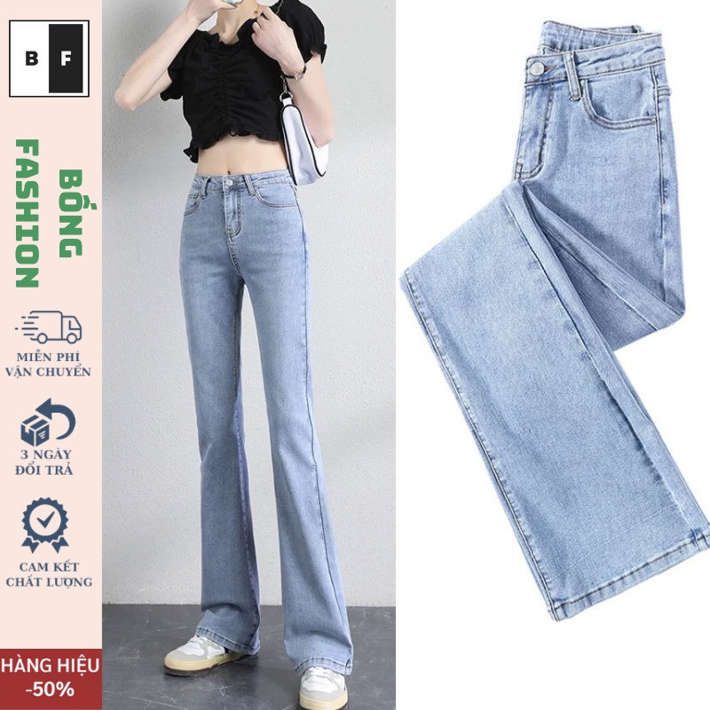 Quần Jeans nữ ống loe co giãn,quần bò jeans nữ ống đứng rộng suông CẠP CAO cao cấp Hottrend 2023 BONGSTORE T023 | BigBuy360 - bigbuy360.vn