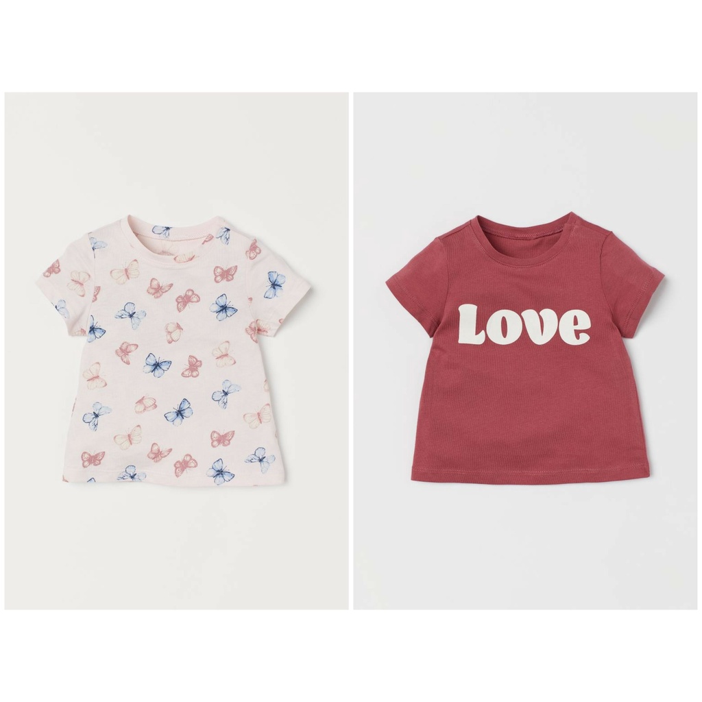 Áo phông hồng butterfly Love 0932174 HM H&M_hàng chính hãng authentic