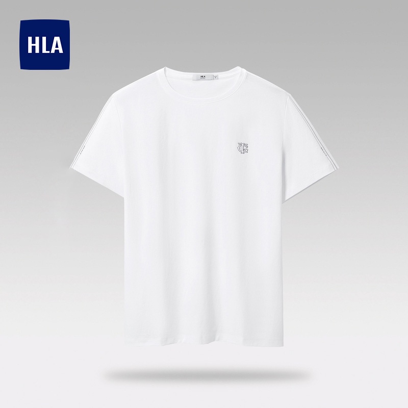 HLA - Áo thun nam ngắn tay mềm mịn thoáng mát cao cấp Casual soft solid color short-sleeved T-shirt