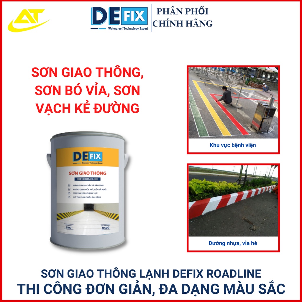 Sơn giao thông lạnh, Sơn vạch kẻ đường (thi công trực tiếp) DEFIX Road Line D500 loại 5kg