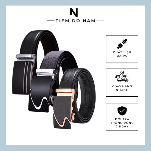 Thắt lưng nam cao cấp chất liệu da PU khóa tự động hợp kim - Dây nịt nam cao cấp