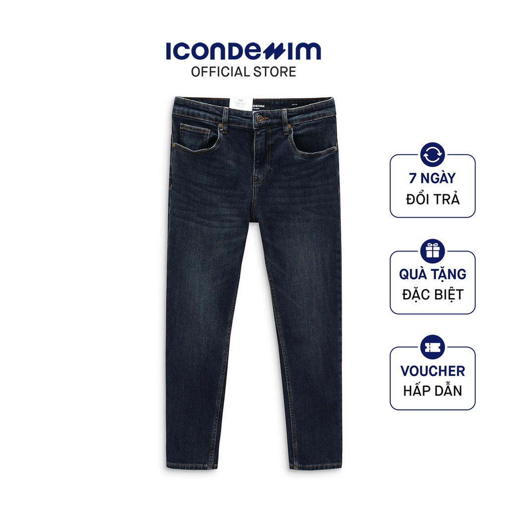 Quần Jean Nam ICONDENIM Slim Fit Dark Blue Whiskering QJID0084
