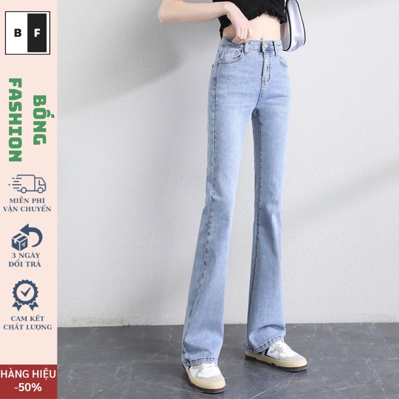 Quần Jeans nữ ống loe co giãn,quần bò jeans nữ ống đứng rộng suông CẠP CAO cao cấp Hottrend 2023 BONGSTORE T023 | BigBuy360 - bigbuy360.vn