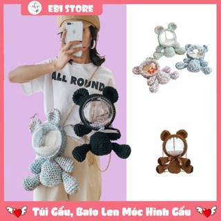 Túi Gấu, Balo Len Hình Gấu Mặt Trong Suốt Tự Làm Có Thể Làm 2 Kiểu Túi Đeo Chéo Và Balo Hot Tiktok