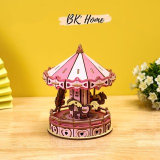 Đồ chơi lắp ráp 3D gỗ Birkeetoys mô hình Vòng quay ngựa gỗ 177 mảnh ghép