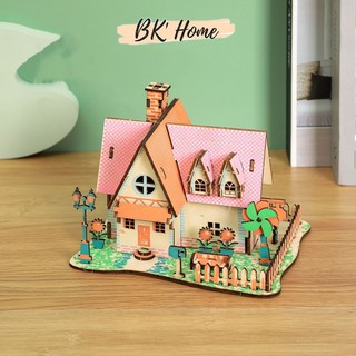 Mô hình lắp ghép 3D gỗ Birkeetoys nhà vườn hoa