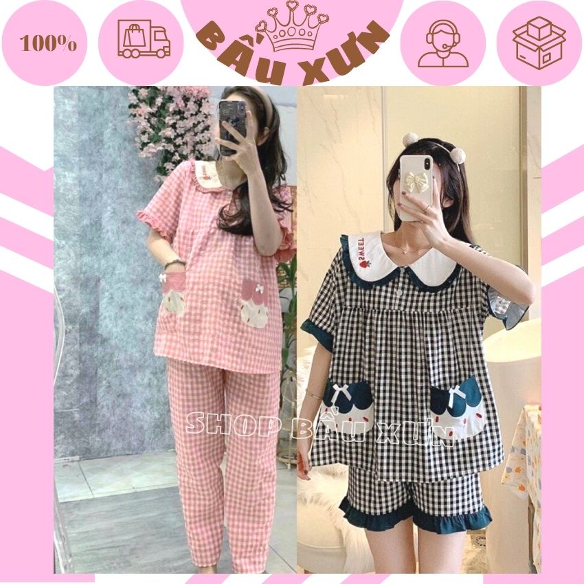 BỘ BẦU CỘC TAY QUẦN DÀI TRƯỚC VÀ SAU SINH CHO MẸ BẦU- BỘ KẺ BẦU THIÊT KẾ CỔ BÈO XINH XẮN