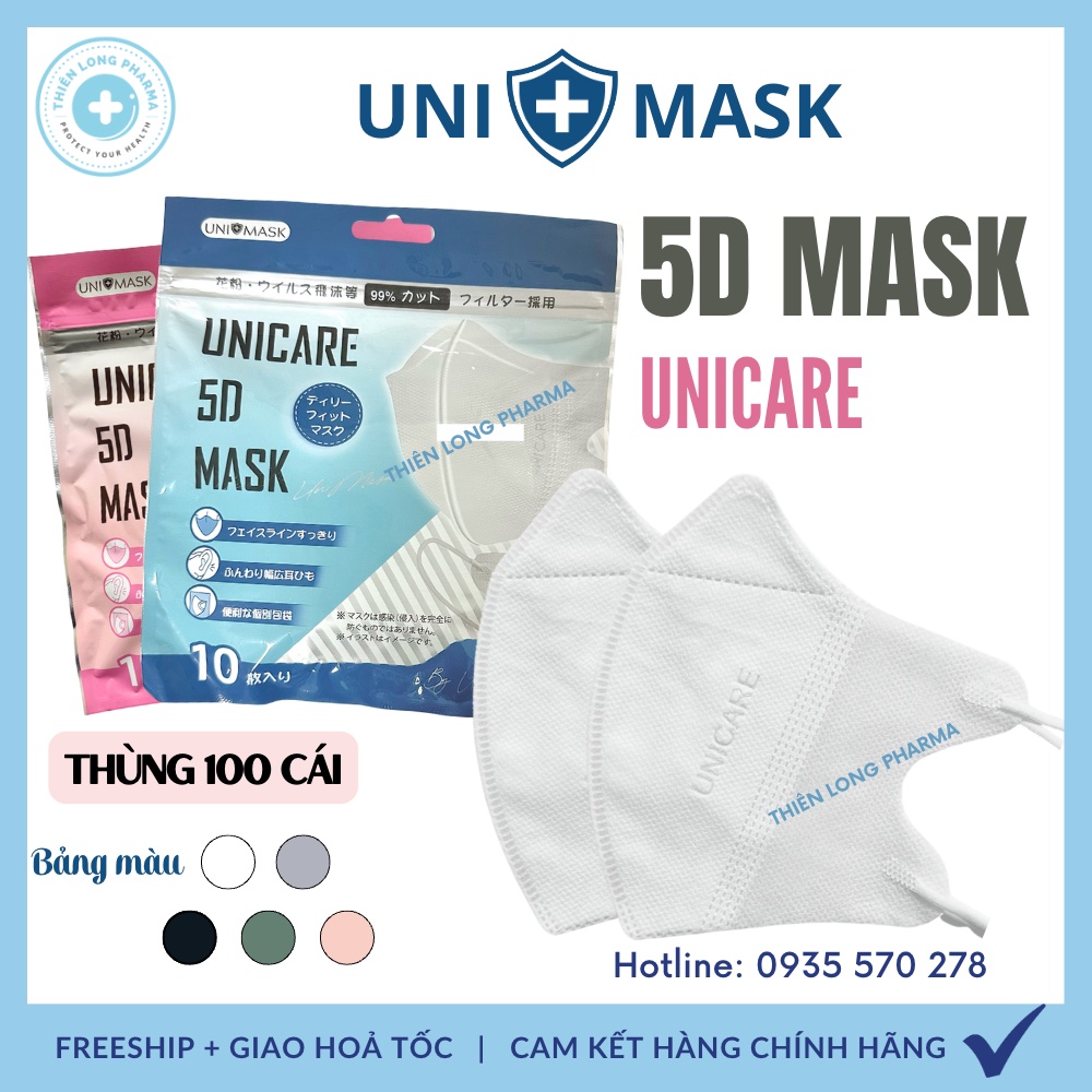 Khẩu trang 5D Uni Mask 3 lớp kháng khuẩn hàng chính hãg côngty