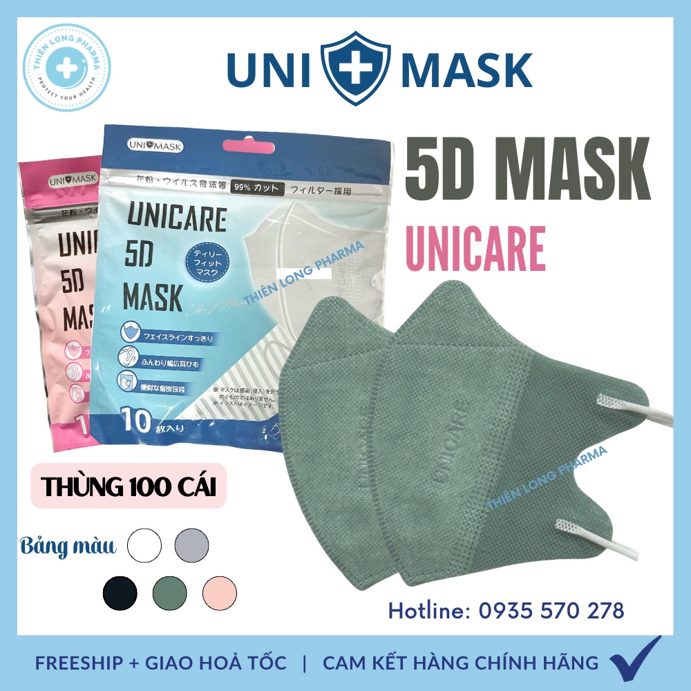 Khẩu trang 5D Uni Mask 3 lớp kháng khuẩn hàng chính hãg côngty