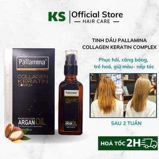 Tinh dầu dưỡng tóc, phục hồi tóc hư tổn Pallamina Argan oil 60Ml mềm mượt chăm sóc tóc khô xơ uốn xoăn nhuộm BONAN.STORE