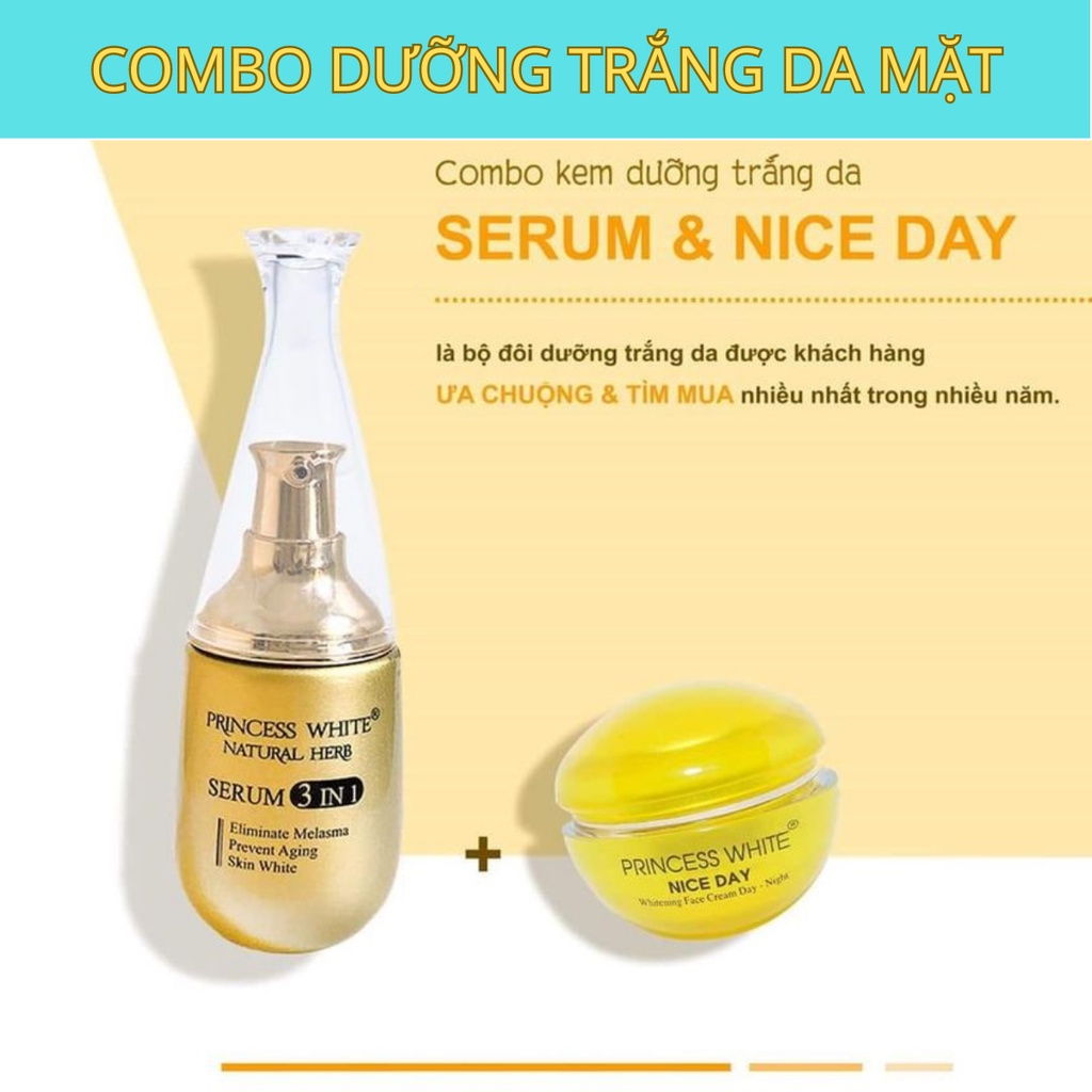 Combo Dưỡng Trắng Da Tuyệt Vời Serum Và Kem Nice Day Princess White