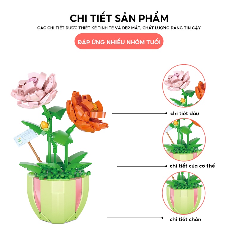 Đồ chơi lắp ráp hình chậu hoa 2080-2089