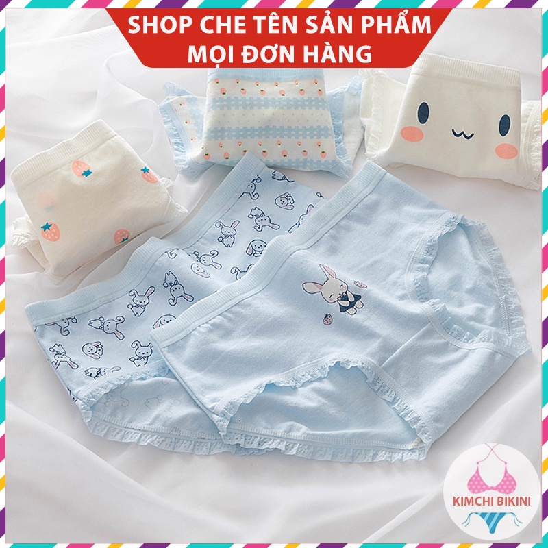 Quần con nữ cotton cạp thấp chống viêm KIMCHIBIKINI quần nhỏ nữ cao cấp in hình dễ Thương QL038