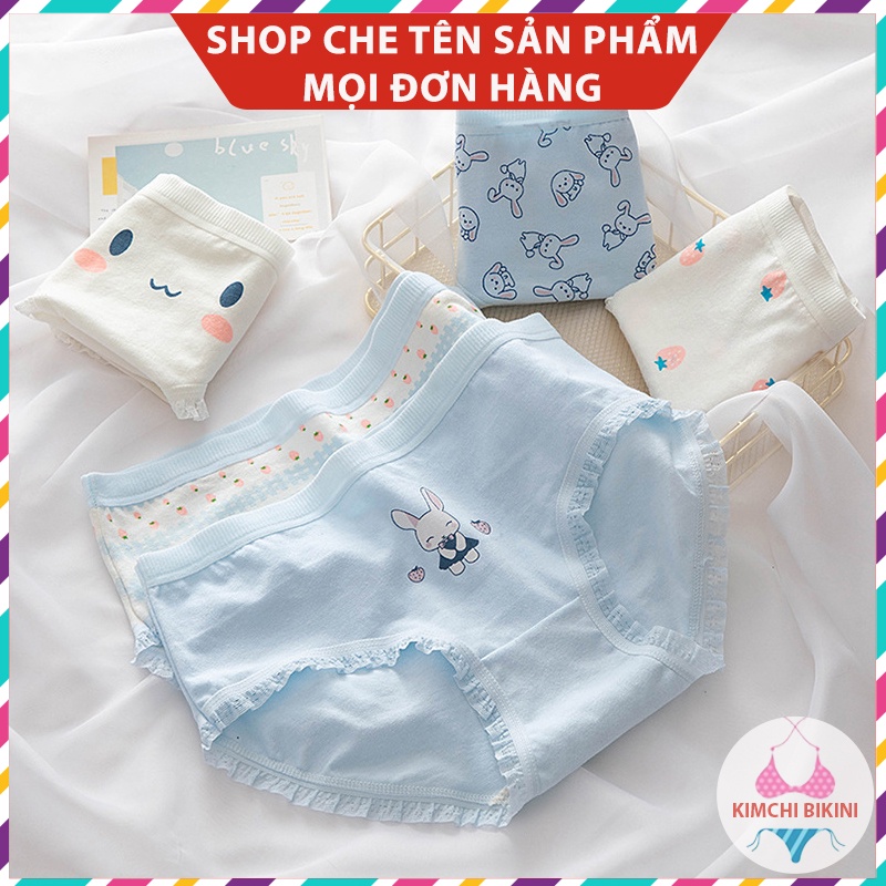 Quần con nữ cotton cạp thấp chống viêm KIMCHIBIKINI quần nhỏ nữ cao cấp in hình dễ Thương QL038
