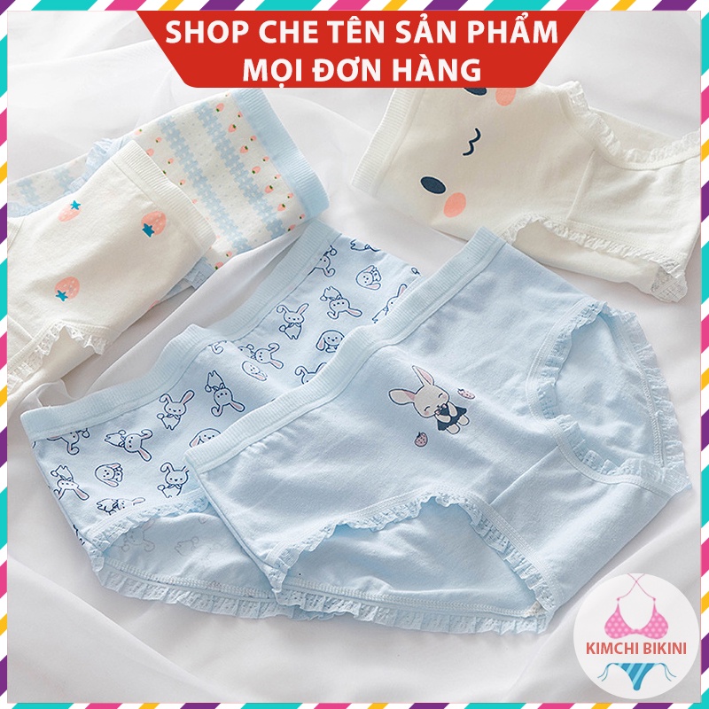 Quần con nữ cotton cạp thấp chống viêm KIMCHIBIKINI quần nhỏ nữ cao cấp in hình dễ Thương QL038
