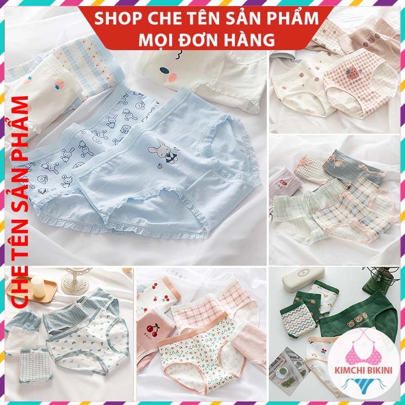 Quần con nữ cotton cạp thấp chống viêm KIMCHIBIKINI quần nhỏ nữ cao cấp in hình dễ Thương QL038