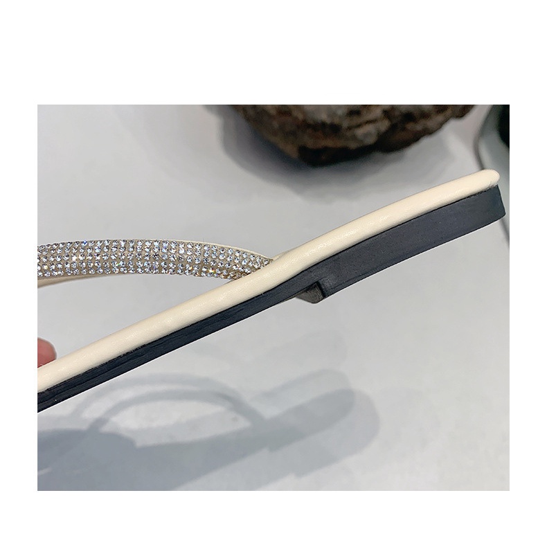 One more shoes⭐Dép Sandal Kẹp Ngón Đế Phẳng Đính Đá Màu Kẹo Phong Cách Hàn Quốc Cho Nữ