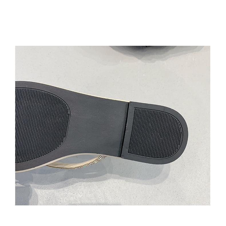 One more shoes⭐Dép Sandal Kẹp Ngón Đế Phẳng Đính Đá Màu Kẹo Phong Cách Hàn Quốc Cho Nữ