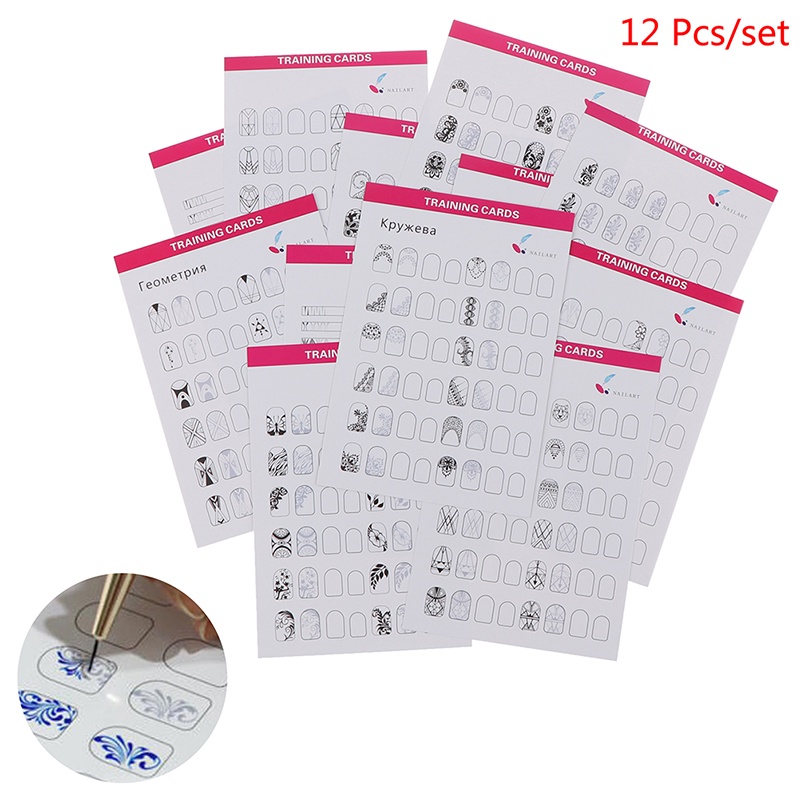 12 tờ thực hành đào tạo nghệ thuật vẽ móng tay vẽ mẫu sách học tập