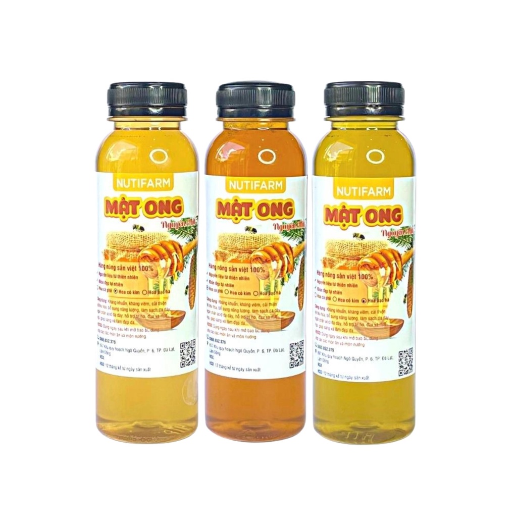 Mật ong nguyên chất hoa cà phê, hoa bạc hà, hoa cỏ kim 500gr, đặc sản đà lạt