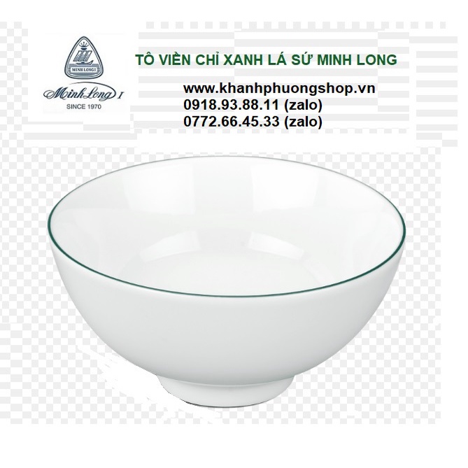 Tô sứ Minh Long viền xanh lá 15,18,20cm - tô sứ minh long viền xanh lá