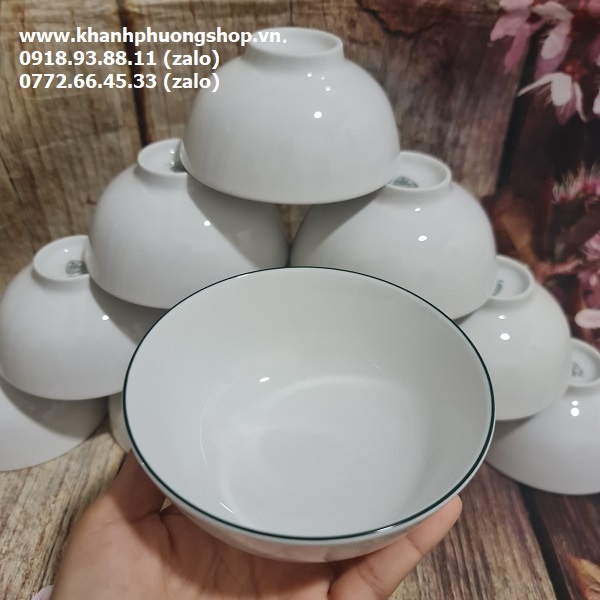 Tô sứ Minh Long viền xanh lá 15,18,20cm - tô sứ minh long viền xanh lá