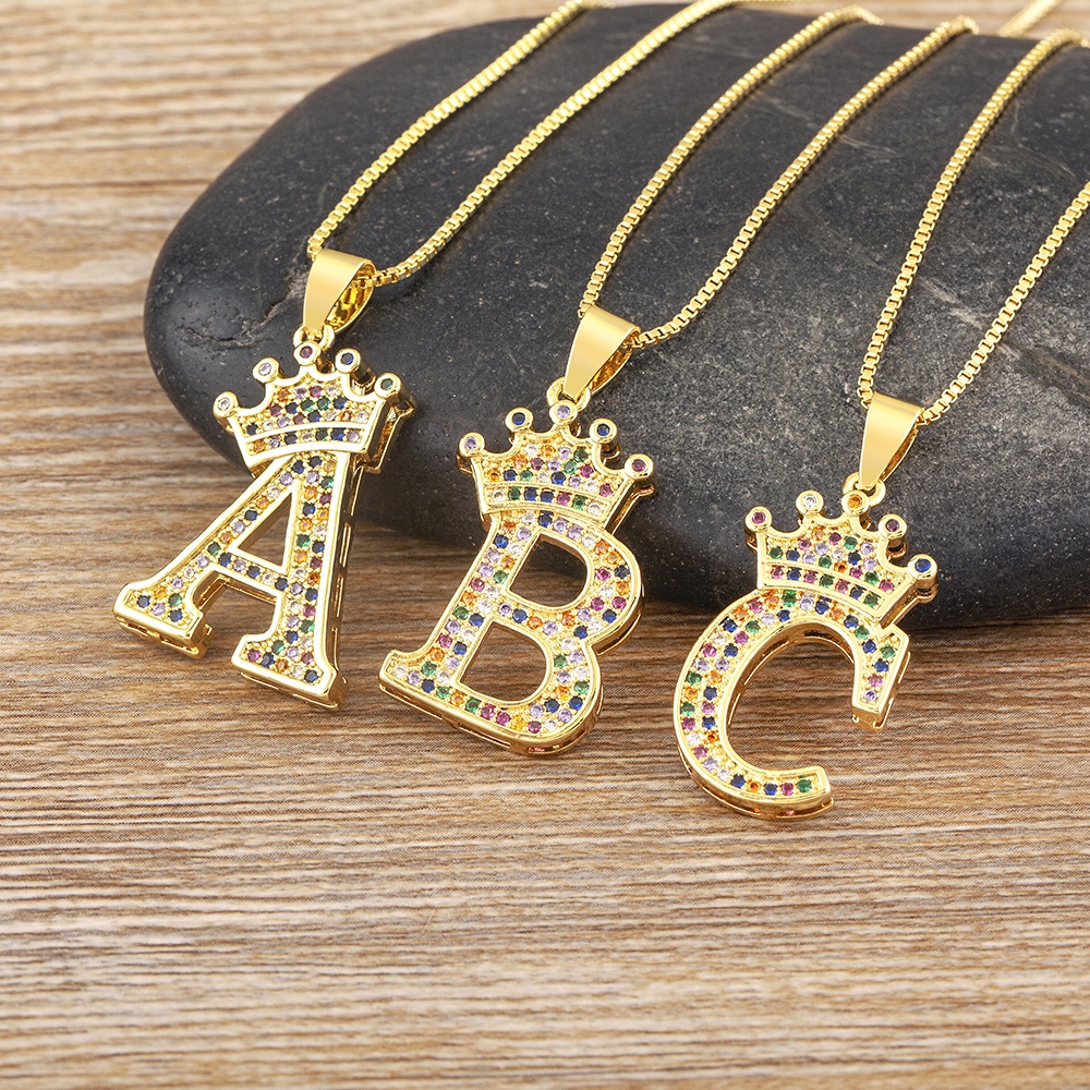 Vòng cổ Mạ Vàng Mặt Chữ Cái Đính Đá Zircon Sang Trọng