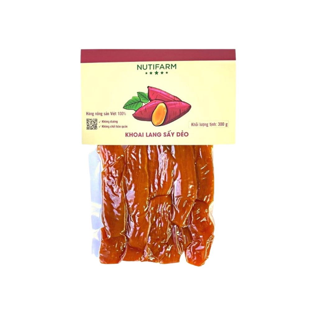 Khoai lang sấy dẻo không đường 300gr, rau củ sấy đặc sản đà lạt