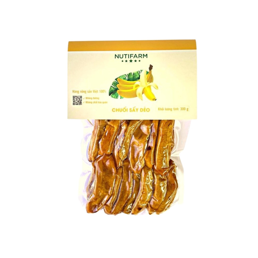 Chuối sấy dẻo không đường 300gr, trái cây sấy đặc sản đà lạt